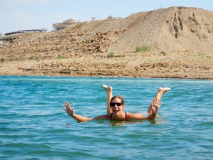 Having too much fun in the Dead Sea.